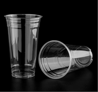 Gobelets en plastique transparent personnalisés ODM en gros pour le café, gobelets froids pour animaux de compagnie avec couvercle en dôme, gobelets à usage unique de 16 oz pour emporter