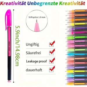 Vente en gros de stylos <span class=keywords><strong>gel</strong></span> néon à paillettes écologiques 12/18/24/36/<span class=keywords><strong>48</strong></span> /60 couleurs - Product Image 5