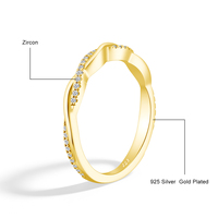 Bague en argent 925 hypoallergénique torsadée avec zircon pour femme, bijoux fins en stock, prête à être expédiée, faible MOQ, bijoux personnalisés OEM ODM