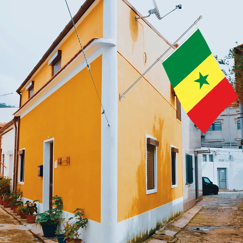 Banderas de Senegal de 3x5 pies al por mayor, poliéster, personalizar todas las naciones, envío rápido, proveedor fiable