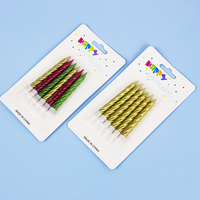 Bougies d'anniversaire en spirale, finition dorée métallique, sans fumée, non toxiques, en cire de paraffine torsadée, pour gâteaux de fête, vente en gros