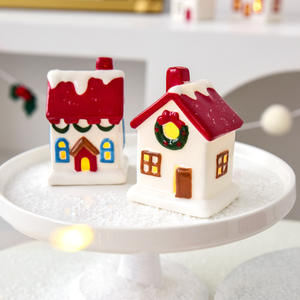 Decoración de fiesta de Navidad más vendida, artesanías de cerámica, casa pequeña, luces LED nocturnas brillantes, suministros de decoración de escritorio para vacaciones - Product Image 4