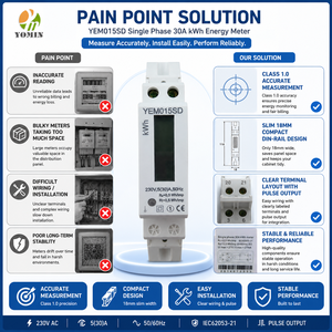 <span class=keywords><strong>Compteur</strong></span> <span class=keywords><strong>d</strong></span>'énergie électronique domestique monophasé 230V 30A sur rail DIN avec écran LCD, affichage kilowatt (kWh) et puissance - Product Image 3