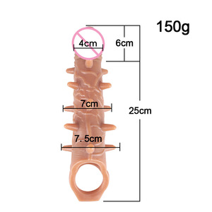 حلقة قضيب ذكرية محاكية للواقع مصنوعة من مادة TPE لإطالة العلاقة الحميمة للرجال، غطاء قضيب واقعي من المطاط الناعم مقاوم للماء 100٪ بلون اللحم/البني - Product Image 6