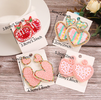 Mode fait à la main déclaration bijoux perle de rocaille coeur mignon saint valentin femmes boucles d'oreilles pour cadeau