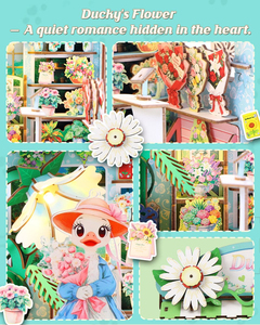 Ducky's Flower Shop Book Nook Kit 3D Wooden Puzzle with <b>LED</b> <b>Light</b> DIY Miniature Bookend for Home Decor Gifts - Product Image 3
