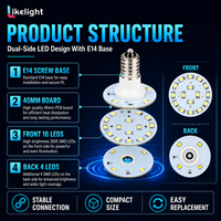 Ampoule LED de remplacement double face R/G/B/W/Y E14 SMD2835x20 AC24/60V IP44 40mm 2W pour manèges de fête foraine/carnaval OEM