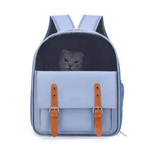 Solid Color Mesh Pet <b>Backpack</b> Carrier Breathable Belt Closure for <b>Cats</b> - Product Image 3