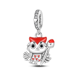 Atractivos Abalorios de Zirconia con Diseño de Búho y Audífonos para la Temporada de Graduación, <span class=keywords><strong>Accesorios</strong></span> de Joyería DIY para Pulseras, Chapados en Plata con Forma de Corazón - Product Image 4