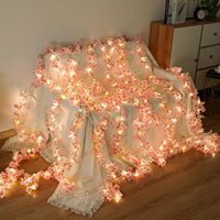 Guirlande lumineuse en fleurs de cerisier, fleurs artificielles, guirlande suspendue en soie pour intérieur/extérieur, décoration de mariage, fête, maison, chambre à coucher, rose