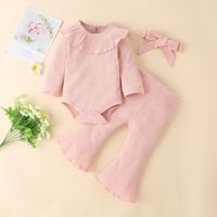 Diskon Besar Amazon 2022 Set Tiga Potong Pakaian Bayi Perempuan Baru Lahir Musim Semi Musim Gugur Baju Monyet Lipit Lengan Panjang Bayi Perempuan