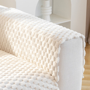 Honeycomb Velvet <b>Sofa</b> Cushion Pad Type 90-140cm Solid Color Chenille Machine Washable <b>Sofa</b> <b>Cover</b> <b>For</b> Home Use - Product Image 4