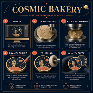 Pièce commémorative 3D en relief personnalisée en gros, série Cosmic Bakery, pièce de défi souvenir spatiale, cadeau OEM ODM d'usine - Product Image 6