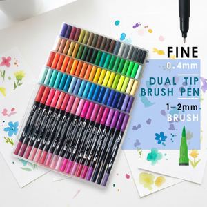 12/24/36/48/60/72/100/120/132 Color Double Head Dual Tip Watercolor Permanent Empty Personalized Markers Pen Cartoon Art - Product Image 3