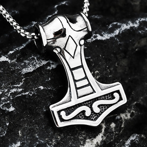 Colgante Martillo de Thor de Acero Inoxidable, Amuleto de Odín de Doble Cara, Collar para Hombre, Joyería de Moda, Regalo - Product Image 2