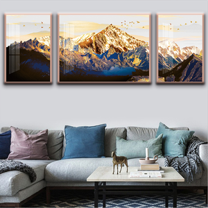 Set <span class=keywords><strong>di</strong></span> 3 Gold Mountain Abstract Wall Art - Modern Canvas Wall Decor soggiorno Office Painting Decoration landscape - Product Image 1