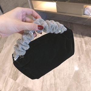 High Quality Handmade Velvet Evening Bag Rhinestone Banquet <b>Clutch</b> Diamond Handbag for Women - Product Image 6