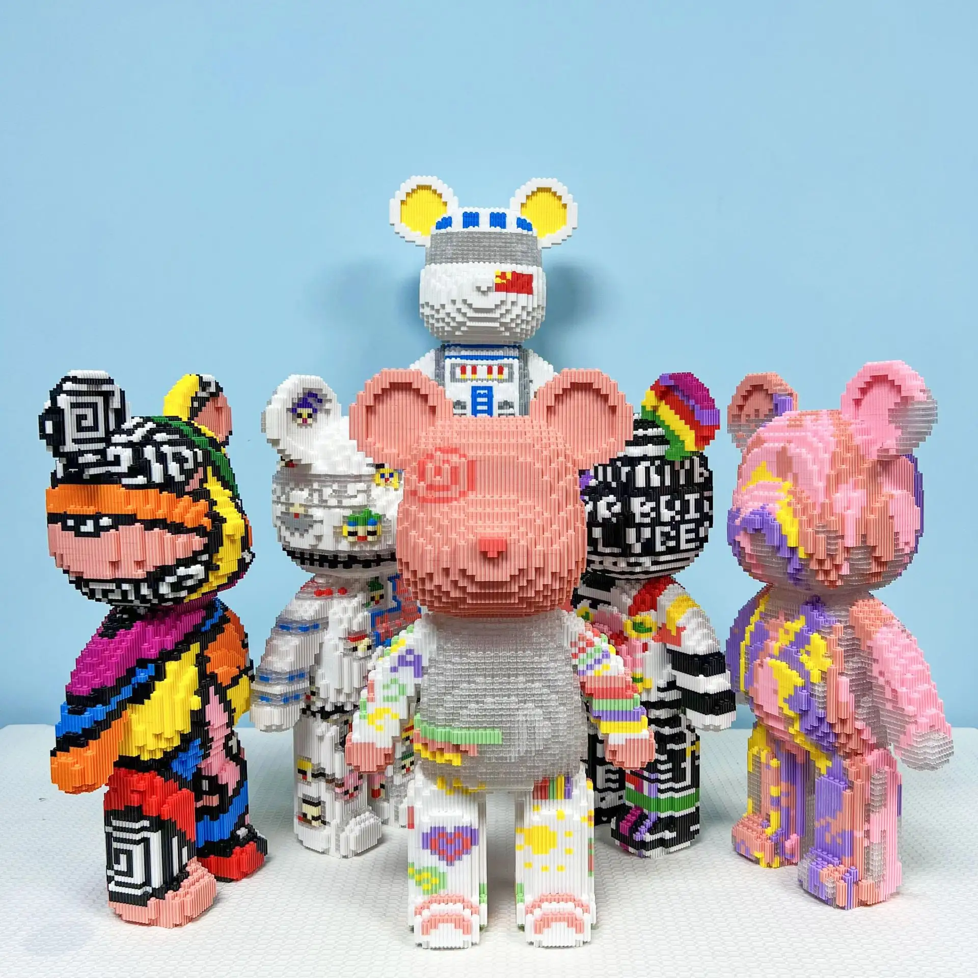 Creative Ideas Love Violent Bear 73CM Large Bearbrick Model with Light Building Blocks Brick Toys Kids Christmas Birthday Gift