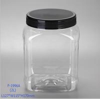 Pot en plastique alimentaire de 1/2 gallon avec couvercle et étiquette, pot carré en plastique