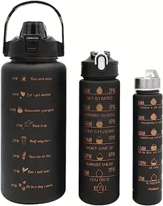 运动健身房1L Tritan BPA免费塑料励志彩色水瓶带时间标记