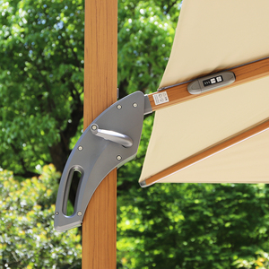 Parasols de patio en bois avec éclairage LED solaire, parasol de plage - Product Image 5