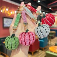 Porte-clés Citrouille 3D Scintillant en Cristal, Pendentif Élégant pour Sac et Voiture, Idéal pour Femmes et Filles