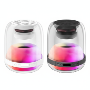 นาฬิกาตั้งโต๊ะอัจฉริยะ ลำโพงบลูทูธ พร้อมจอแสดงผลดิจิตอล เปลี่ยนสีได้ นาฬิกาปลุกในห้องนอน รูปทรงกลม แบตเตอรี่ในตัว ชาร์จใหม่ได้ - Product Image 1