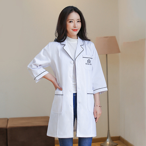 ชุดพยาบาลหญิง แขนสั้น ชุดทำงานสำหรับร้านเสริมสวย ช่างสัก ชุดทำงานดูแลผิว ชุดยูนิฟอร์มกึ่งถาวร <span class=keywords><strong>เสื้อ</strong></span>คลุมสีขาว - Product Image 4