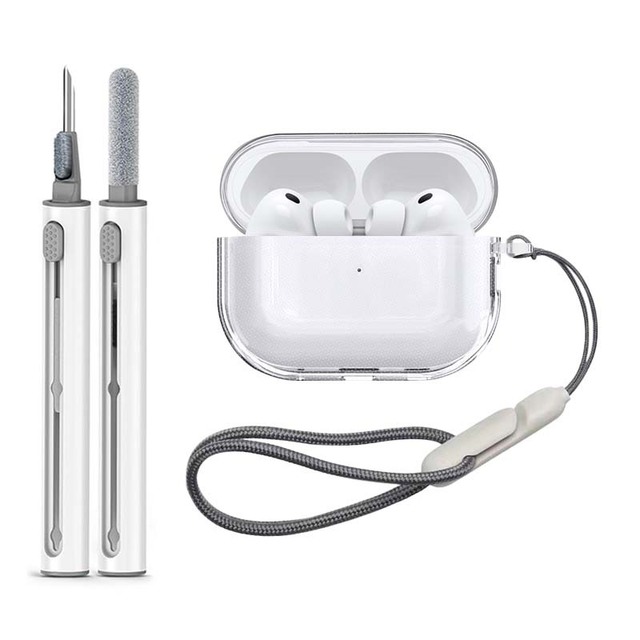 Clear Case for AirPods Pro 3 Cases with Cleaner Kit TPU Transparent Full Protection Cover with Lanyard for Airpods