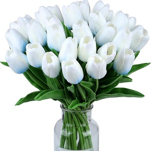 Bouquet de tulipes artificielles en soie, aspect réaliste, qualité supérieure, vente en gros pour décoration de table de douche nuptiale - Product Image 6