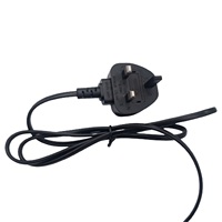 Câble PVC noir 2 conducteurs 2x0,75mm² avec prise UK, certifié CE, longueur personnalisée pour appareils électroménagers