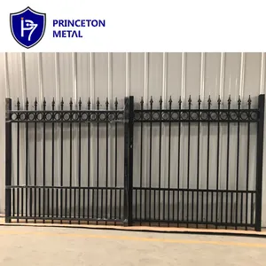 Powder coating pipe new design outside garden exterior decorative black frame courtyard solid driveway aluminum gates