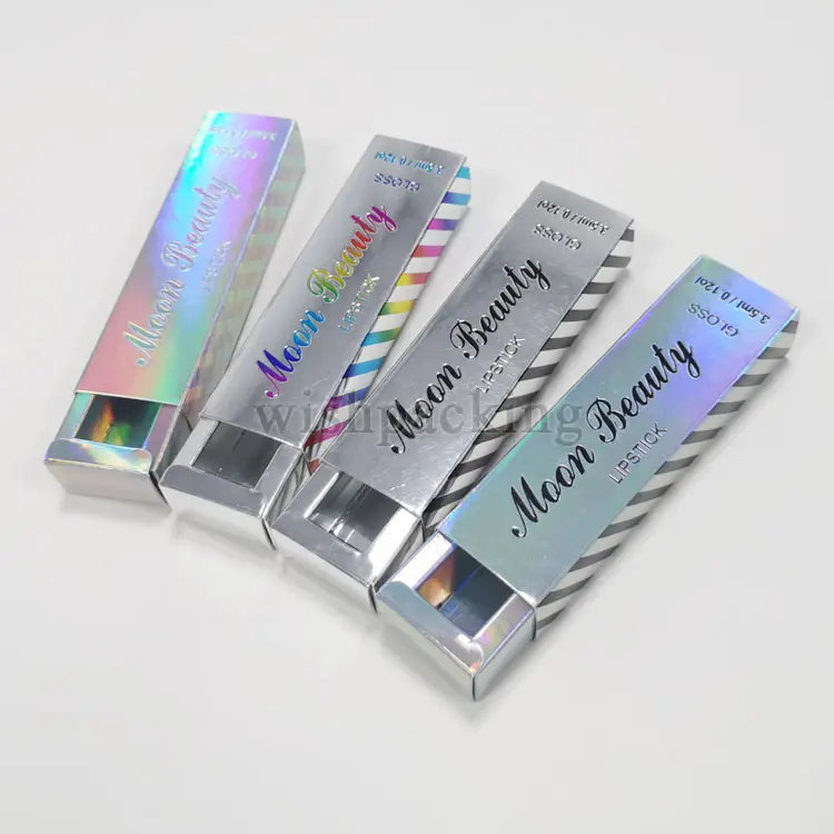 Kotak Paket Tabung Lipstik Gloss, Kertas Kardus Holografik Mudah Dirakit Warna Campur