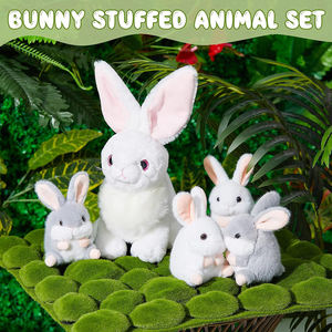 Animal de peluche 1 mamá conejito de peluche con 4 pequeños bebé conejo juguete encantador juguetes realistas regalos de Pascua hermosas niñas en muñeca bebé - Product Image 2