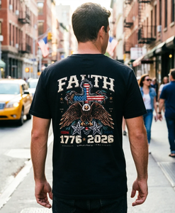 Novedad 2026: Camiseta Vintage de Punto para Hombre con Gráfico de Cruz y Bandera de EE. UU. para el Semicentenario 1776-2026 del Día de la Independencia - Product Image 6