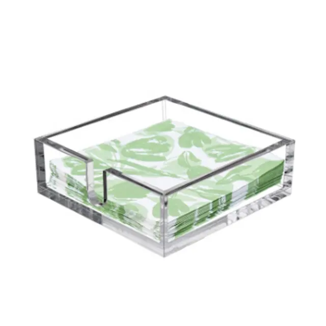 Groothandel Bedrukt Vierkante Acryl Tissue Box Servet Houder Plexiglas Tissue Houder