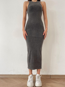 <span class=keywords><strong>Abito</strong></span> Vintage con scollo a girocollo <span class=keywords><strong>grigio</strong></span> canotta da donna <span class=keywords><strong>abito</strong></span> estivo lungo Basic da donna senza maniche a <span class=keywords><strong>maglia</strong></span> a costine all'ingrosso - Product Image 5