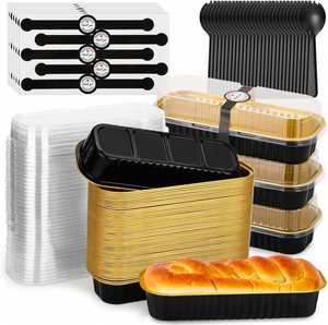 Pack 750ml Disposable Aluminum <b>Foil</b> Baking Pan Take Out Food <b>Container</b> With Flat Plate Lid - Product Image 1
