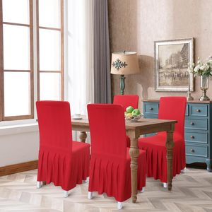 <span class=keywords><strong>Protector</strong></span> de silla Parson Universal lavable en rojo con falda larga, funda de silla con falda elástica antisuciedad para comedor, ceremonia - Product Image 2