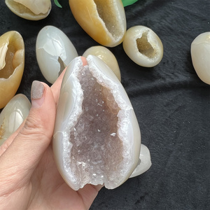 प्राकृतिक एगेट ड्रुज़ी अंडे हीलिंग स्टोन क्रिस्टल क्राफ्ट ईस्टर क्वार्ट्ज अंडे - Product Image 3