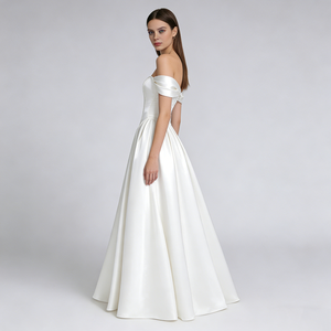 Robes de soirée pour femmes, col cœur, en satin, taille corset, longueur maxi, coupe trapèze, pour <span class=keywords><strong>mariage</strong></span> et cérémonies - Product Image 3