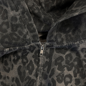 Tùy chỉnh đường phố mặc Hoodies cho nam giới Leopard DTG in ấn Boxy Zip Up hoodie quá khổ Heavyweight pháp Terry - Product Image 5