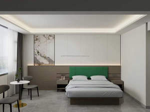 Juego de Muebles para Habitación Doble de Hotel de 3 Estrellas, Camas de Madera con Cabeceras Tapizadas, Mesita de Noche, Armario y Escritorio Incluidos - Product Image 4