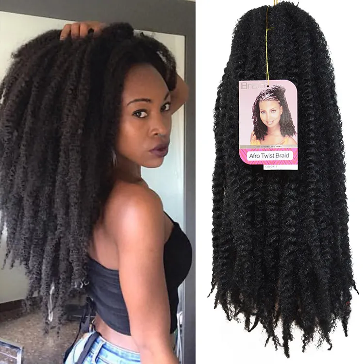 Afro Kinky Marley Braids Twist Synthétique Tressage Cheveux Crochet Extension 18 pouces 60 brins/pack pour chrochet