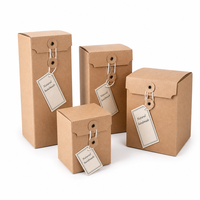Boîte cadeau en papier kraft avec fermeture à bouton et cordon, marron, plusieurs tailles, pour emballage de savon, bougies faites à la main, thé, vente en gros, impression de logo personnalisée