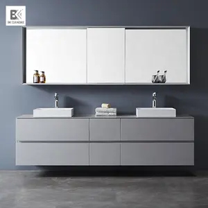 2020 китайская современная алюминиевая белая зеркальная мебель для туалетного столика шкаф для ванной комнаты с керамической мойкой