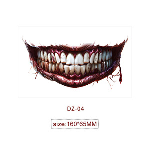 Tatouage temporaire autocollant de déguisement Halloween <span class=keywords><strong>Horreur</strong></span> <span class=keywords><strong>Thriller</strong></span>, motif grande bouche, impression par transfert à l'eau, imperméable, pour décoration corporelle - Product Image 6