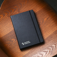 Cuaderno de Tapa Dura de Cuero PU Negro con Logotipo Personalizado, Diario A5 con Páginas Rayadas, Papelería Profesional para Oficina y Negocios