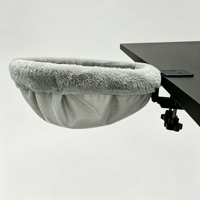 Lit de bureau pliable personnalisable pour chat, avec cadre métallique élargi, hamac en fausse fourrure de lapin détachable et housse amovible