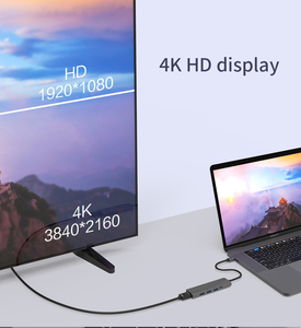 Hub USB 3.0 Type-C 5-8 cổng, cáp nối dài 200MM, siêu mỏng, di động, bộ chia cổng, đế đỡ laptop, dock, hợp kim nhôm, hàng có sẵn - Product Image 2